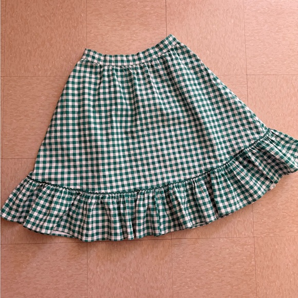 Collectif Green and White Gingham Skirt - Picture 2 of 7